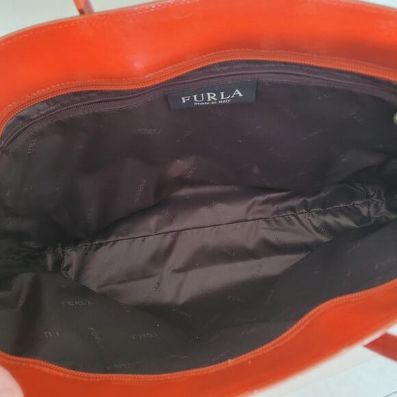 Furla Red Large Tote Purse Bag Handbag Geniue Leather Italian Fair - Picture 6 of 14